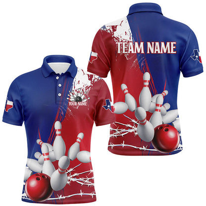 Custom Texas Bowling Shirts For Men, Barbed Wire Texas Flag Bowling Team Shirt Bowler Outfit  IPHW7550