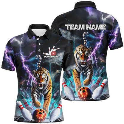 Custom Colorful Thunder Lightning Tiger Bowling Team Shirt For Men, Bowling League Shirt Outfit IPHW7997