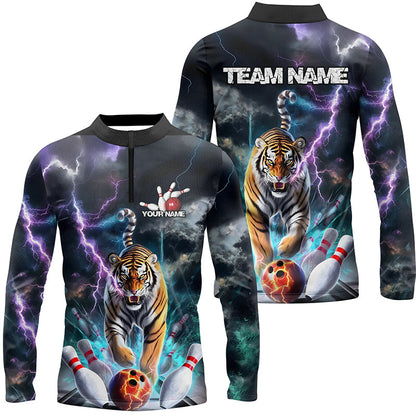 Custom Colorful Thunder Lightning Tiger Bowling Team Shirt For Men, Bowling League Shirt Outfit IPHW7997