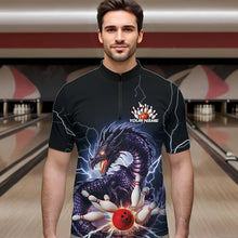 Load image into Gallery viewer, Custom Thunder Lightning Dragon Bowling Quarter-Zip Shirts For Men, Dragon Bowling League Shirt IPHW8677
