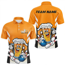 Load image into Gallery viewer, Custom Funny Beer Bowling Polo Shirts For Men, Yellow Bowling Team Bowling League Shirt IPHW8930