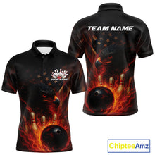 Load image into Gallery viewer, Custom Vintage Patriotic Flame Eagle Bowling Men Shirts, US Flag Bowling League Shirt IPHW10145