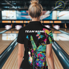 Load image into Gallery viewer, Custom Colorful Butterfly Bowling Team Shirt For Women, Ladies Bowling Outfits IPHW10154
