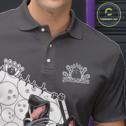 Custom Cute Funny French Bulldog Bowling Men Polo Shirts, Dog Lovers Bowling Shirt IPHW10289