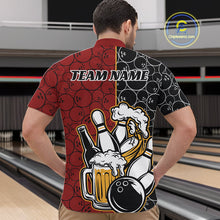 Load image into Gallery viewer, Custom Black And Red Retro Bowling Beer Team Shirts For Men, Bowling Pattern Jerseys IPHW10536