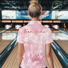 Load image into Gallery viewer, Custom Elegant Roses And Butterfly Women Bowling Quarter-Zip Shirt, Ladies Bowling Shirt IPHW11068