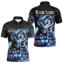 Load image into Gallery viewer, Custom Blue Lightning Black And White Dragons Bowling Polo Shirts For Men Bowlers Outfit IPHW8957