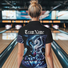 Load image into Gallery viewer, Custom Blue Lightning Black And White Dragons Bowling Women Quarter-Zip Shirt Bowler Outfit IPHW8957