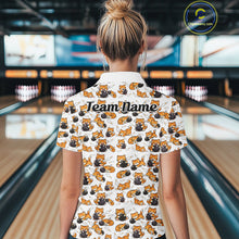 Load image into Gallery viewer, Custom Cute Ginger Tabby Cat Bowling Women Quarter-Zip Shirts, Cat Bowling Team Shirt IPHW10303