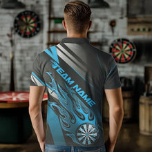 Load image into Gallery viewer, Custom Black And Blue Flame Dartboard Dart Team Polo Shirts For Men, Fire Dart Jerseys IPHW8506