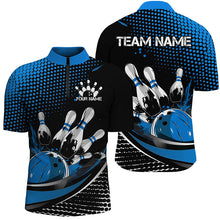 Load image into Gallery viewer, Black And Blue Custom Bowling Team Jerseys, Bowling League Shirts For Men, Bowlers Outfits IPHW7276