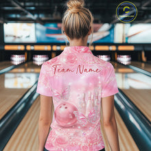 Load image into Gallery viewer, Custom Elegant Roses And Butterfly Women Bowling Quarter-Zip Shirt, Ladies Bowling Shirt IPHW10314