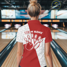 Load image into Gallery viewer, Custom White And Red Retro Style Bowling Team Shirts For Women, Bowling Jerseys IPHW10602