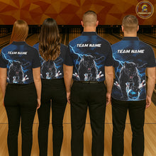 Load image into Gallery viewer, Blue Thunder Lightning Custom Panther Bowling Polo Shirts For Men, Panther Bowling Jerseys IPHW8272