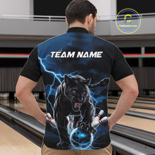 Load image into Gallery viewer, Blue Thunder Lightning Custom Panther Bowling Quarter-Zip Shirts For Men, Panther Bowling Jerseys IPHW8272