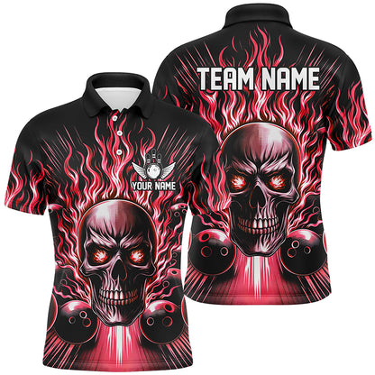 Personalized Multi-Color Skull Bowling Shirt For Men, Women And Kids, Custom Team'S Name Flame Bowler Jerseys IPHW5819