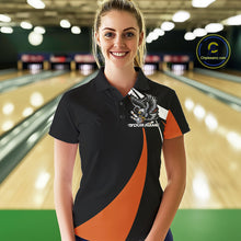 Load image into Gallery viewer, Custom Black And Orange Eagle Bowling Jerseys, Eagle Bowling League Shirt Team Uniform IPHW10814