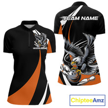 Load image into Gallery viewer, Custom Black And Orange Eagle Bowling Jerseys, Eagle Bowling League Shirt Team Uniform IPHW10814