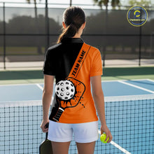 Load image into Gallery viewer, Black And Orange Custom Pickleball Team Shirts For Women, Pickleball Jersey Outfit IPHW10822