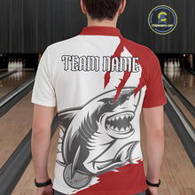 Load image into Gallery viewer, Custom White And Red Shark Jerseys, Shark Bowling Team Men Polo Shirts Bowlers Outfit IPHW8987