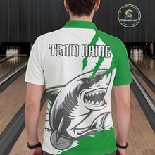 Load image into Gallery viewer, Custom White And Green Shark Jerseys, Shark Bowling Team Men Polo Shirts Bowlers Outfit IPHW8989
