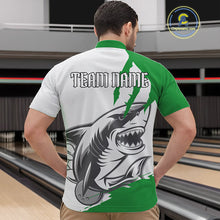 Load image into Gallery viewer, Custom White And Green Shark Jerseys, Shark Bowling Team Men Quarter-Zip Shirts Bowlers Outfit IPHW8989