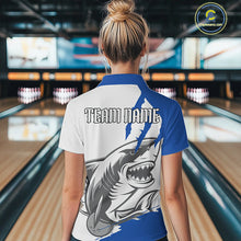 Load image into Gallery viewer, Custom White And Blue Shark Jerseys, Shark Bowling Team Women Polo Shirts Bowlers Outfit IPHW8990