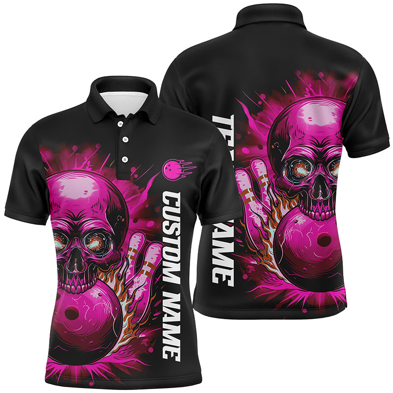 Personalized Flame Skull Men And Women Team Bowling Shirts, Multi-Color Bowling Jerseys For Bowlers IPHW6557