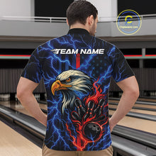 Load image into Gallery viewer, Custom Red And Blue Lightning Flame Eagle Men Bowling Shirt, Patriotic US Team Shirt IPHW10171
