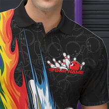 Load image into Gallery viewer, Custom Rainbow Flame Bowling Team Polo Shirts For Men, Colorful Bowling League Shirt IPHW8747