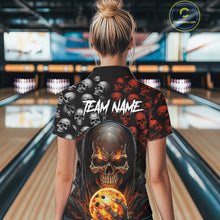 Load image into Gallery viewer, Custom Skull Bowling Mens Polo Shirts Bowling League Team Jerseys Bowling Halloween Outfits IPHW5346