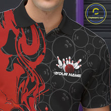Load image into Gallery viewer, Custom Red Orange Fire Flame Bowling Team Men Polo Shirts, Bowling League Shirt IPHW10184