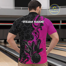 Load image into Gallery viewer, Custom Pink Purple Fire Flame Bowling Team Men Quarter-Zip Shirts, Bowling League Shirt IPHW10187
