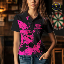 Load image into Gallery viewer, Custom Name Black And Pink Splatter Darts Shirts For Women, Dart Team League Shirts IPHW10622