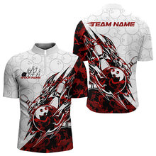 Load image into Gallery viewer, Custom Red Camouflage Bowling Quarter-Zip Shirts For Men, Camo Bowling Team Uniform Bowler Outfit IPHW8771