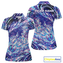 Load image into Gallery viewer, Custom Hologram Fire Flame Bowling Jerseys, Women Polo Bowling Tournament Outfits IPHW11125