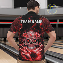 Load image into Gallery viewer, Custom Red Sugar Skull Bowling Men Quarter-Zip Shirt, Halloween Team Bowling Outfit IPHW11145