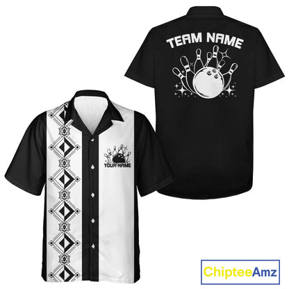 Custom Retro Bowling Button Up Shirt , Classic Vintage Bowling Team Hawaiian Shirt IPHW10072