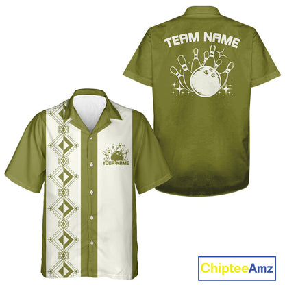 Custom Retro Bowling Button Up Shirt , Classic Vintage Bowling Team Hawaiian Shirt IPHW10072