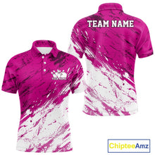 Load image into Gallery viewer, Pink and white polo shirt with 'Team Name' and 'Your Name' text on a white background