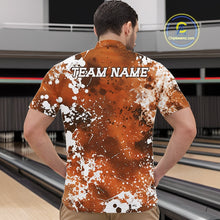 Load image into Gallery viewer, Man wearing a custom bowling shirt with 'TEAM NAME' on the back in a bowling alley.