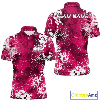 Red and white polo shirt with 'Team Name' text on a white background, featuring Chiptee Amz branding.