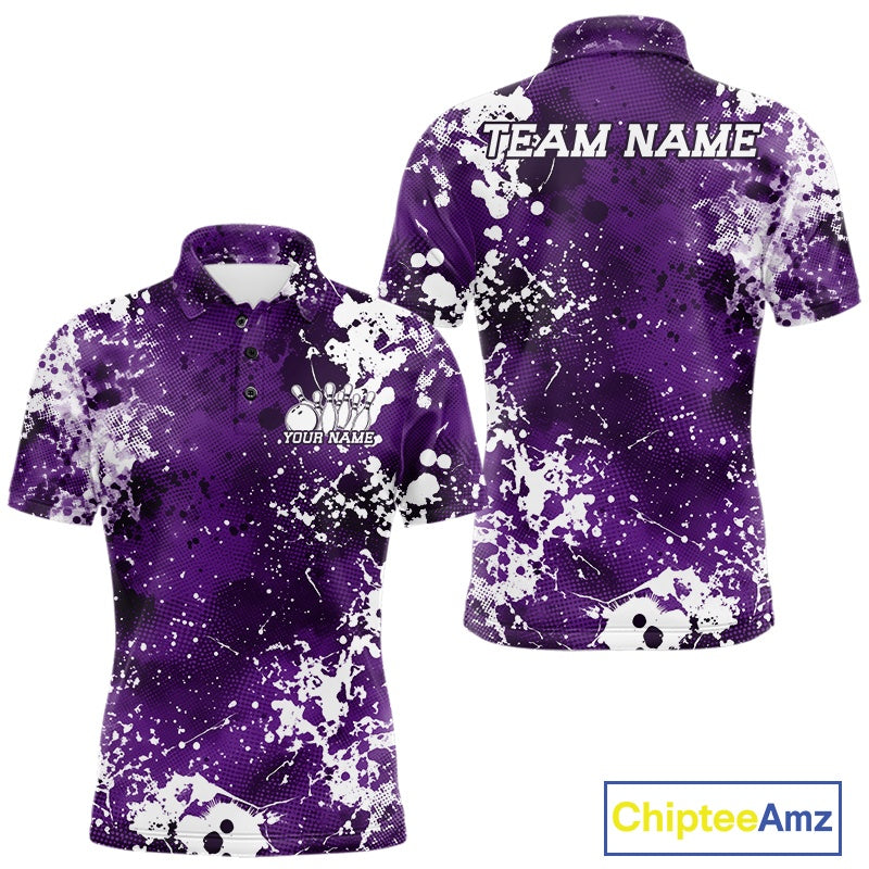 Purple and white polo shirt with 'Team Name' text on a white background