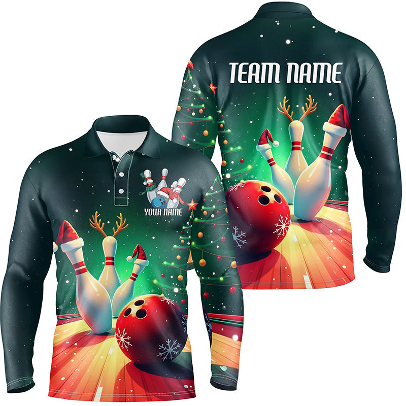 Custom Christmas Bowling Shirts For Men, Bowling Team Shirt Christmas Bowling Tournament Outfits IPHW7841