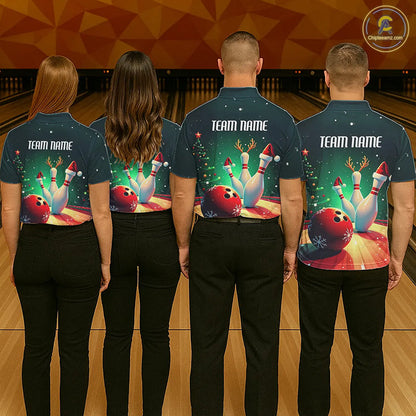 Custom Christmas Bowling Shirts For Men, Bowling Team Shirt Christmas Bowling Tournament Outfits IPHW7841