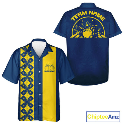 Custom Retro Style Bowling Button Up Shirt, Vintage Bowling Hawaiian Team Shirt IPHW10079