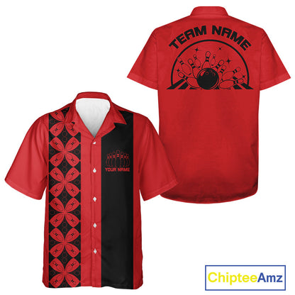 Custom Retro Style Bowling Button Up Shirt, Vintage Bowling Hawaiian Team Shirt IPHW10079