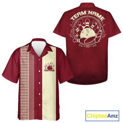 Custom Retro Bowling Hawaiian Shirts For Men And Women, Vintage Bowling Team Shirt IPHW10083