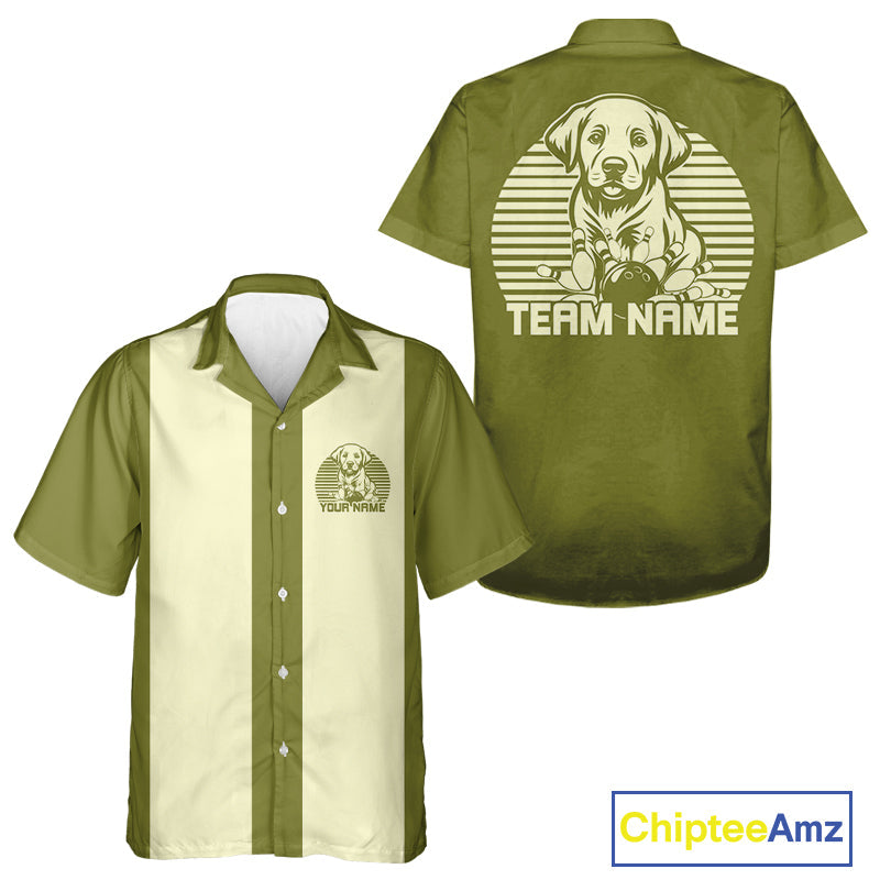 Custom Labrador Retriever Retro Button Up Bowling Shirt, Dog Bowling Shirt IPHW10220
