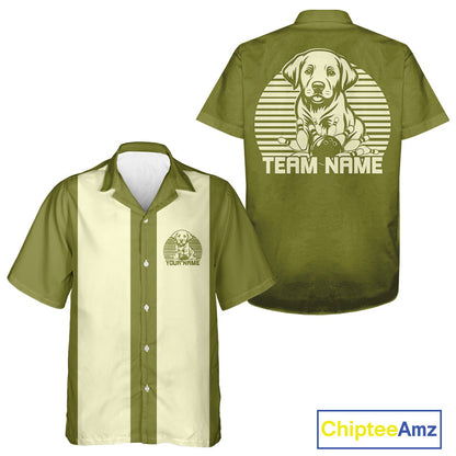 Custom Labrador Retriever Retro Button Up Bowling Shirt, Dog Bowling Shirt IPHW10220